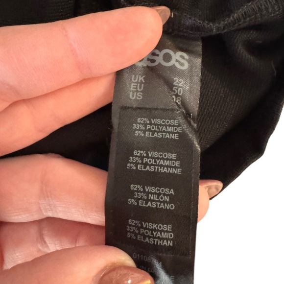 ASOS Curve - NWT Black Peplum Hem Short Sleeve Preppy Dress Sz 18 US / 22 UK - Picture 7 of 8